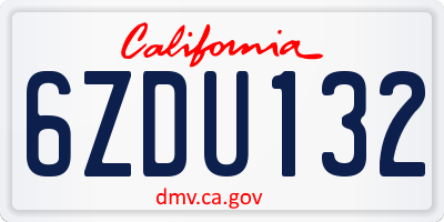 CA license plate 6ZDU132