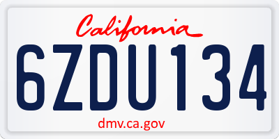 CA license plate 6ZDU134