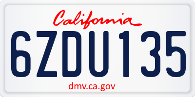 CA license plate 6ZDU135