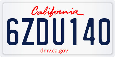 CA license plate 6ZDU140