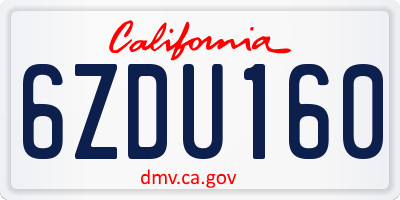 CA license plate 6ZDU160