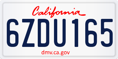 CA license plate 6ZDU165