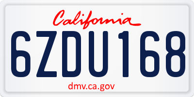 CA license plate 6ZDU168