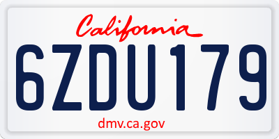 CA license plate 6ZDU179