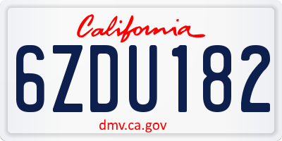 CA license plate 6ZDU182