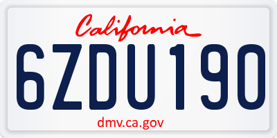 CA license plate 6ZDU190