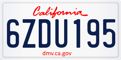 CA license plate 6ZDU195