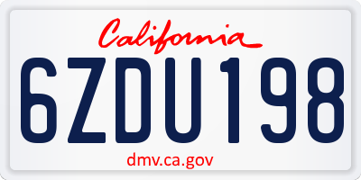 CA license plate 6ZDU198