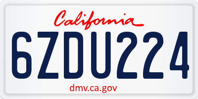 CA license plate 6ZDU224