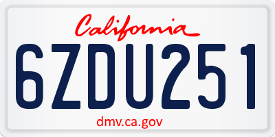 CA license plate 6ZDU251