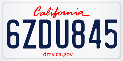 CA license plate 6ZDU845