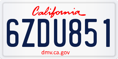 CA license plate 6ZDU851