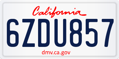 CA license plate 6ZDU857