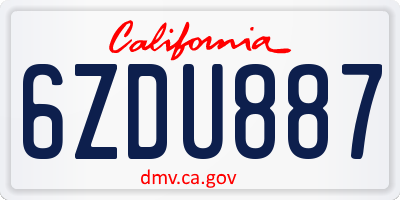 CA license plate 6ZDU887