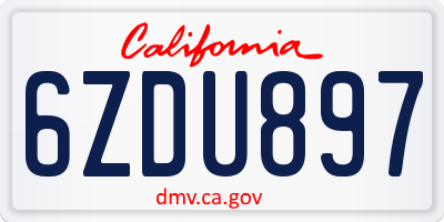 CA license plate 6ZDU897