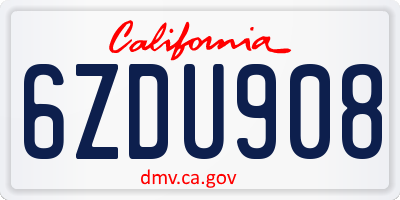 CA license plate 6ZDU908