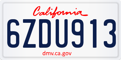 CA license plate 6ZDU913