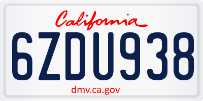 CA license plate 6ZDU938