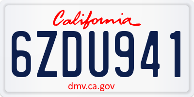 CA license plate 6ZDU941