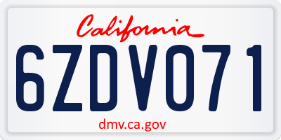CA license plate 6ZDV071