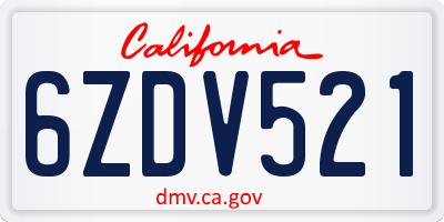 CA license plate 6ZDV521