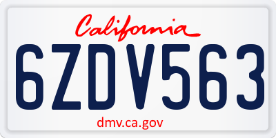 CA license plate 6ZDV563