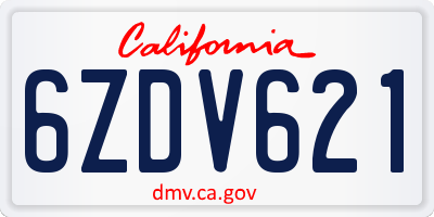 CA license plate 6ZDV621