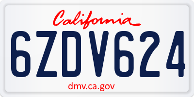 CA license plate 6ZDV624