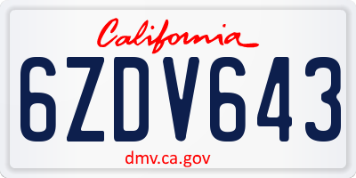 CA license plate 6ZDV643