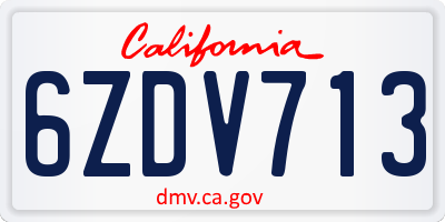 CA license plate 6ZDV713