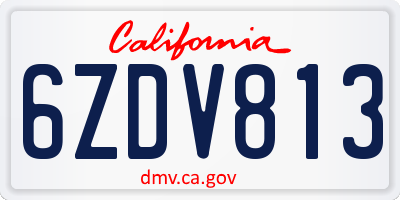 CA license plate 6ZDV813
