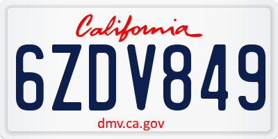 CA license plate 6ZDV849