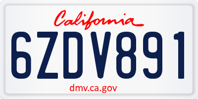 CA license plate 6ZDV891