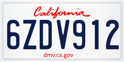 CA license plate 6ZDV912