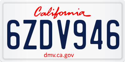 CA license plate 6ZDV946