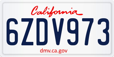CA license plate 6ZDV973