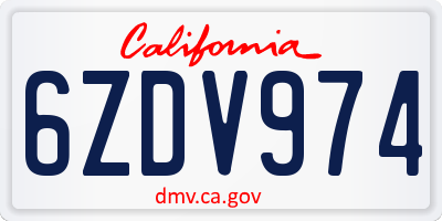 CA license plate 6ZDV974