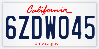 CA license plate 6ZDW045