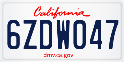 CA license plate 6ZDW047