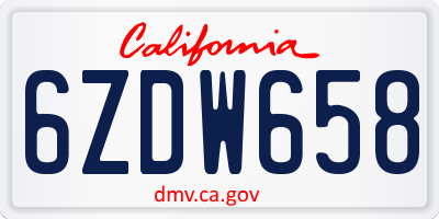 CA license plate 6ZDW658
