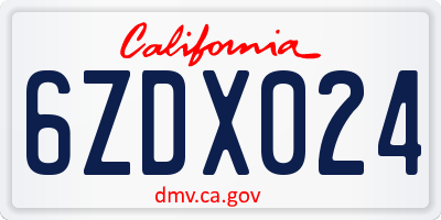 CA license plate 6ZDX024