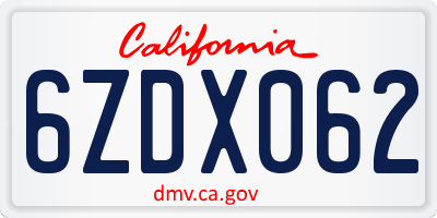 CA license plate 6ZDX062