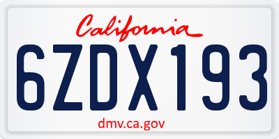 CA license plate 6ZDX193