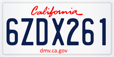 CA license plate 6ZDX261