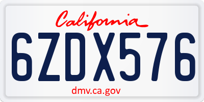 CA license plate 6ZDX576