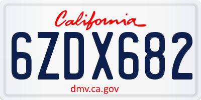 CA license plate 6ZDX682