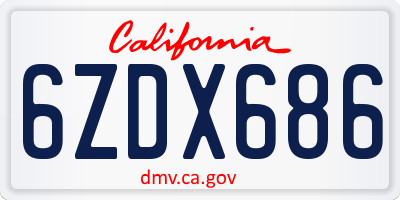 CA license plate 6ZDX686