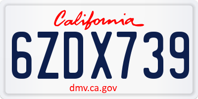 CA license plate 6ZDX739