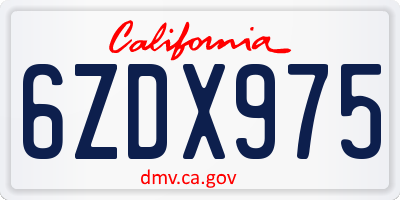 CA license plate 6ZDX975
