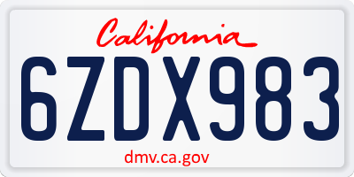 CA license plate 6ZDX983